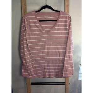 Eddie Bauer Women's Long Sleeve V-Neck Striped Top Large